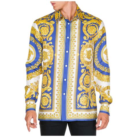 versace t shirts cheap gold blue white farfetch|Versace long sleeve shirt.